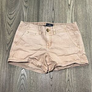 American Eagle Outfitters Womens Shortie Shorts Stretch Mid Rise Khaki Size 4
